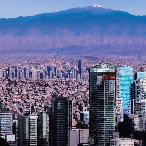 Prompt: Santiago of Chile skyline from a cyberpunk future