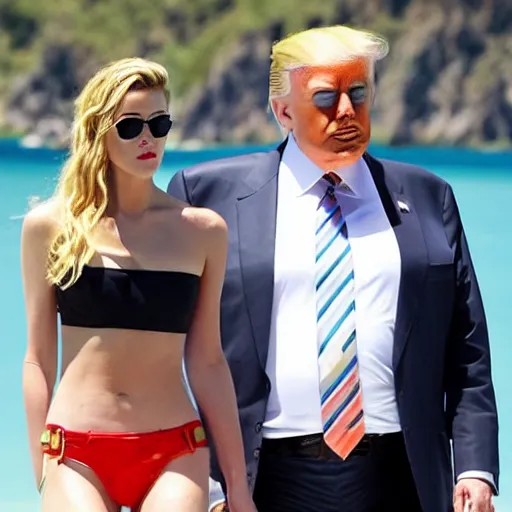 Image similar to amber heard with Donald Trump on vacation