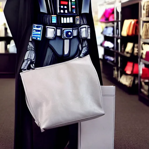 Image similar to darth vader shopping at designer purse store