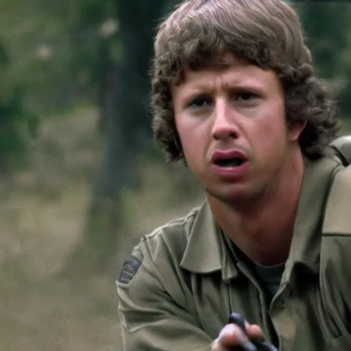 Image similar to napolean dynamite as rambo, cinematic shot, 4 k