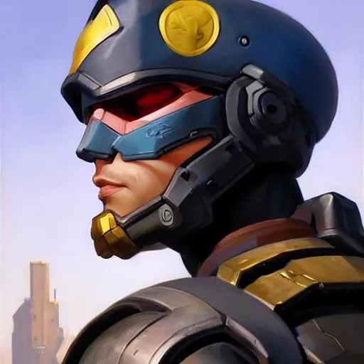 Image similar to greg manchess portrait painting of fully armored cap america as overwatch character, medium shot, asymmetrical, profile picture, organic painting, sunny day, matte painting, bold shapes, hard edges, street art, trending on artstation, by huang guangjian and gil elvgren and sachin teng