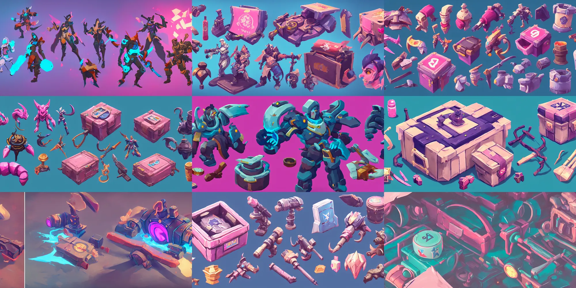 Game Asset Of Loot Box, In Gouache Detailed Paintings, | Stable ...