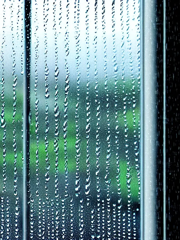 Prompt: professonal digital art highly detailed rain drops on a window pane in room, city in background, digital cgsociety wlop behance by pixiv,