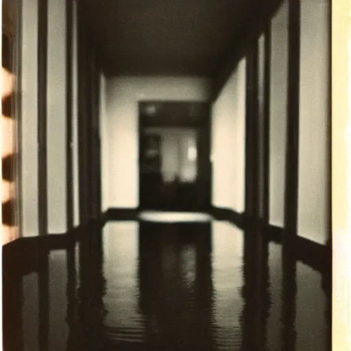 Prompt: flooded hallway, polaroid,