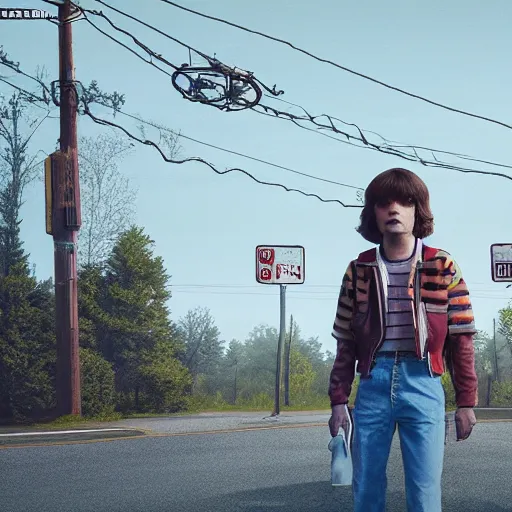 Image similar to max, stranger things, clash royal style characters, unreal engine 5, octane render, detailed, cinematografic, cinema 4 d