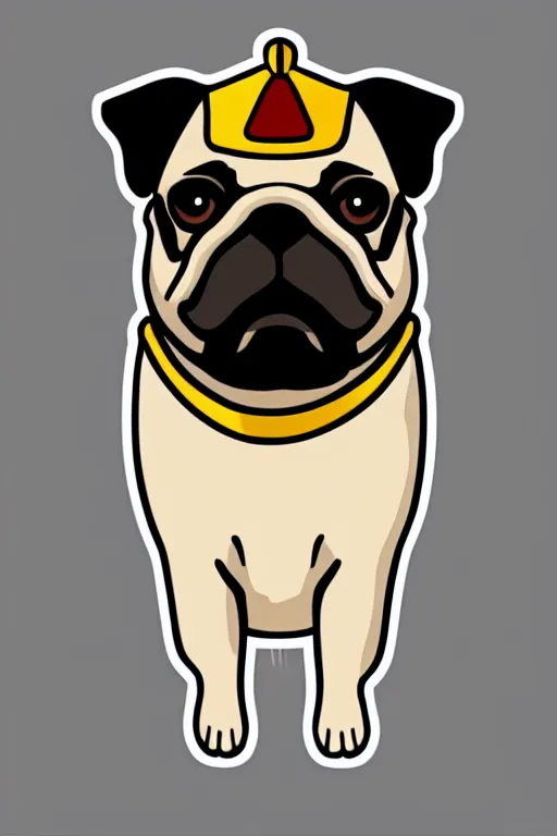 Image similar to Portrait of a pug as the pope, knight, medieval, sticker, colorful, illustration, highly detailed, simple, smooth and clean vector curves, no jagged lines, vector art, smooth