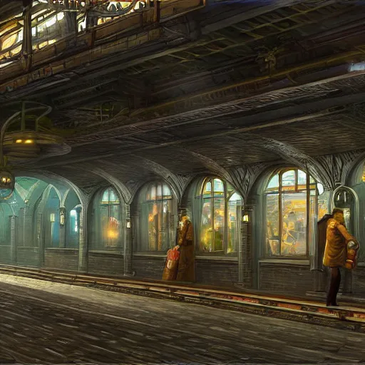 Image similar to subway station cryengine render by android jones, james christensen, rob gonsalves, leonid afremov and tim white