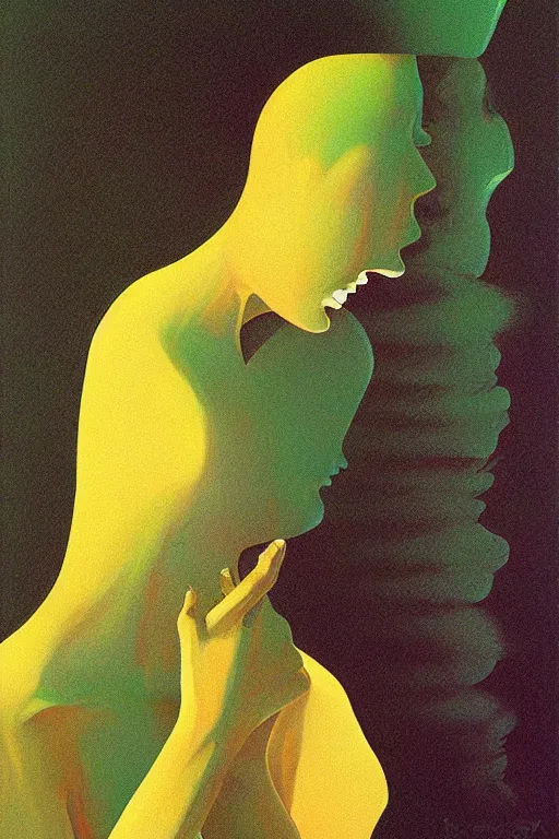 Image similar to woman wearing oculus and digital glitch head edward hopper and james gilleard, zdzislaw beksisnski, higly detailed