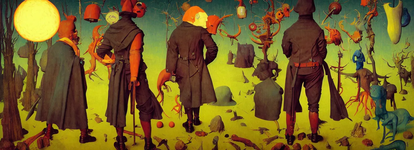 Image similar to full - body surreal colorful rpg character concept art anatomy, action pose, very coherent and colorful high contrast masterpiece by norman rockwell franz sedlacek hieronymus bosch dean ellis simon stalenhag rene magritte gediminas pranckevicius, dark shadows, sunny day, hard lighting, reference sheet white background