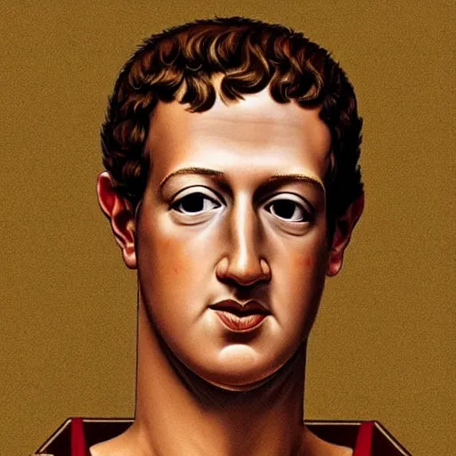 Image similar to mark zuckerberg as a roman noble. dressed in a toga. serious facial expression. on ancient roman fresco, detailed, well - preserved