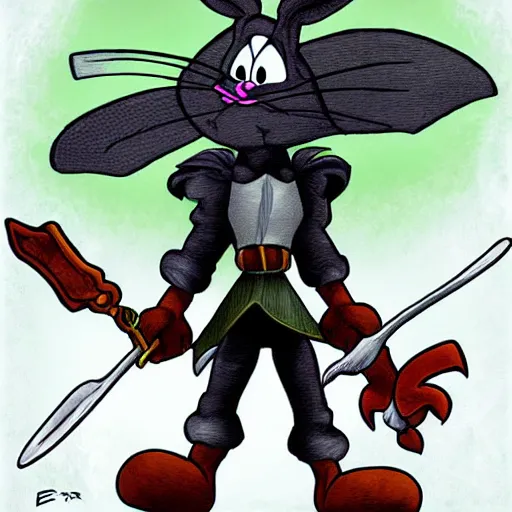 Image similar to Bugs Bunny as a dark souls boss by Eric Joyner