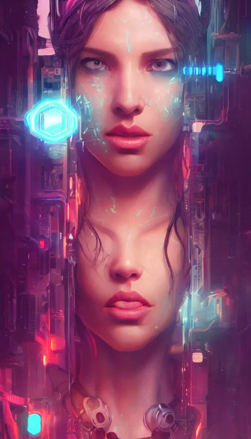 Image similar to I have no mouth and i want to scream, cyberpunk angry gorgeous druid, neon, fibonacci, sweat drops, insane, intricate, highly detailed, digital painting, artstation, concept art, smooth, sharp focus, illustration, Unreal Engine 5, 8K, art by artgerm and greg rutkowski and alphonse mucha