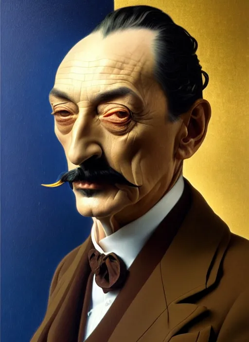 Image similar to portrait of salvador dali using the golden ratio, highly detailed, digital painting, artstation, sharp focus, illustration, art by tan zi and ayanamikodon and alphonse mucha and wlop