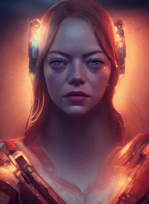 Prompt: underwater portrait of emma stone as a space marine, hyper detailed, digital art, cinematic lighting, studio quality, smooth render, unreal engine 5, octane rendered, art style by klimt and nixeu and ian sprigger and wlop and krenz cushart.