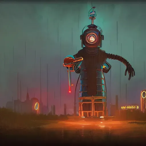 Image similar to bioshock, style of simon stalenhag