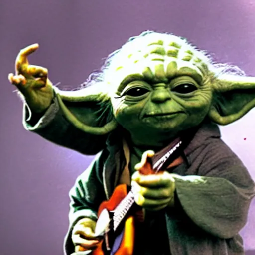 Image similar to yoda performing at woodstock