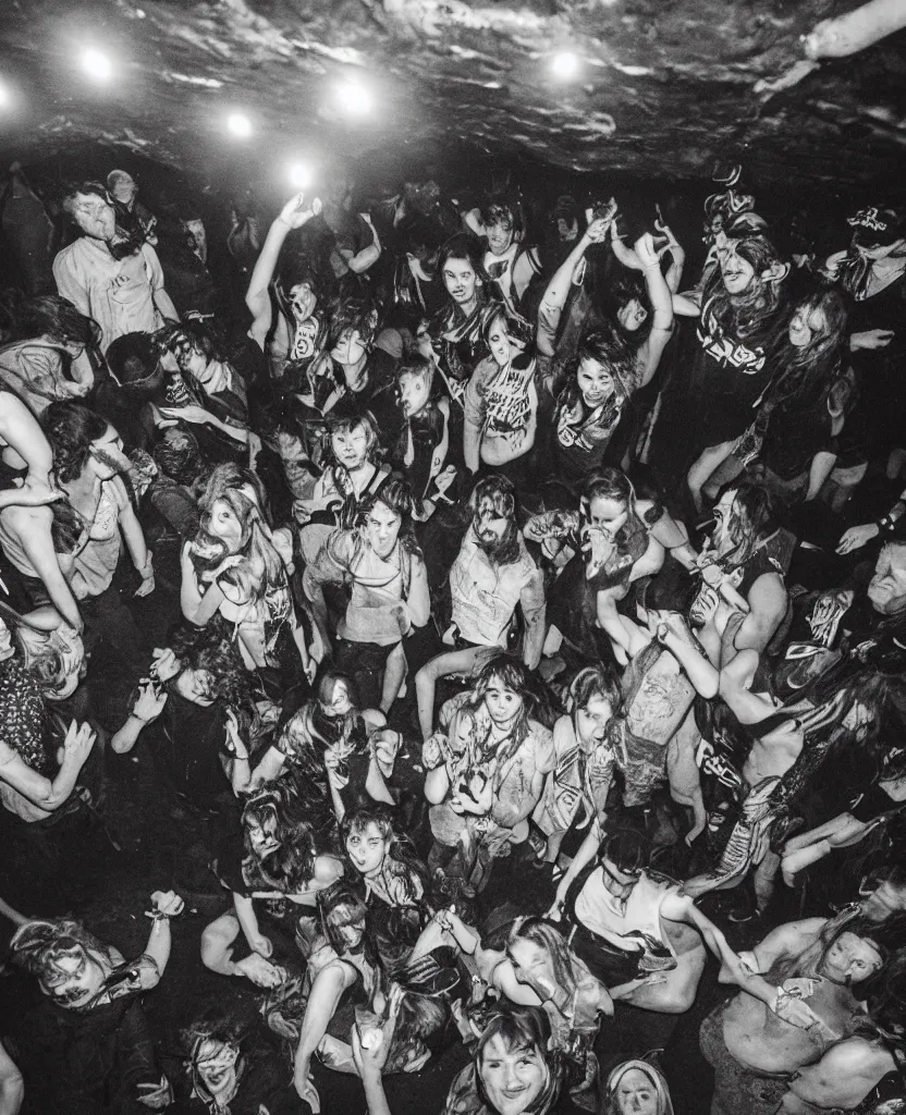 Image similar to photos of a wild underground party taken by merlin bronques, expert everything is under water