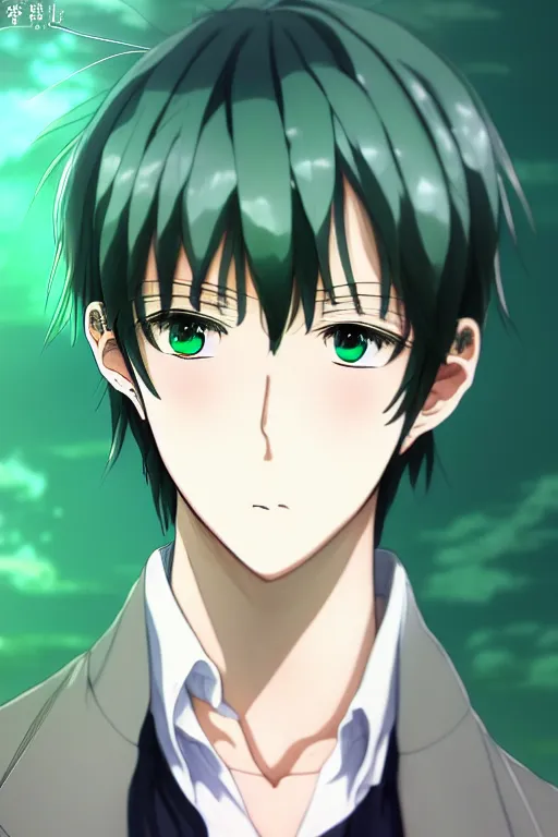 Prompt: anime art full body portrait character concept art, anime key visual of elegant young male, platinum white straight bangs and large green eyes, finely detailed perfect face delicate features directed gaze, trending on pixiv fanbox, studio ghibli, extremely high quality artwork