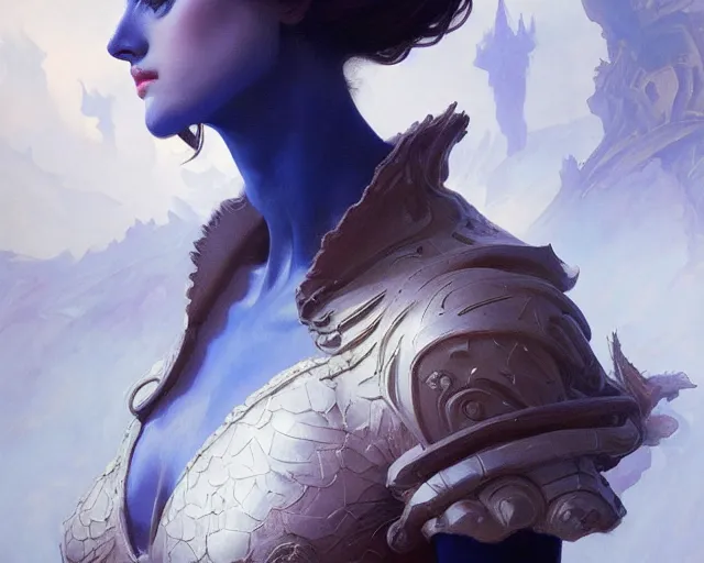 Image similar to photography of yves klein, deep focus, d & d, fantasy, intricate, elegant, highly detailed, digital painting, artstation, concept art, matte, sharp focus, illustration, hearthstone, art by artgerm and greg rutkowski and alphonse mucha