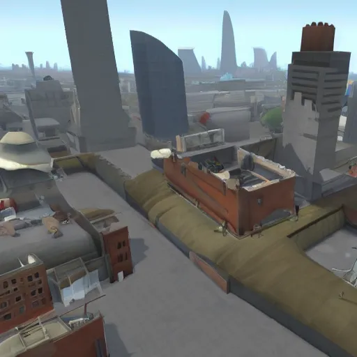 Prompt: London skyline in team fortress 2