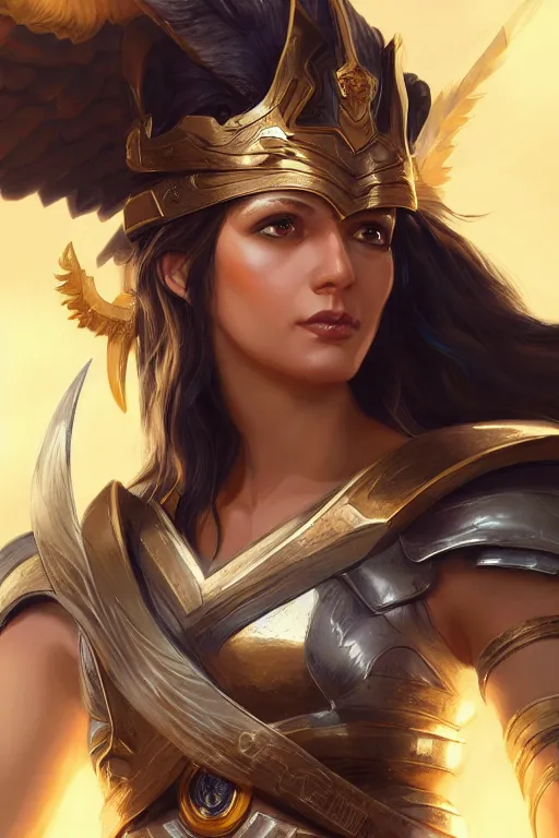 Image similar to amazon valkyrie athena, d & d, fantasy, portrait, highly detailed, headshot, digital painting, trending on artstation, concept art, sharp focus, illustration, art by artgerm and greg rutkowski and magali villeneuve