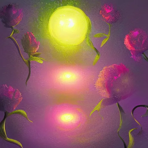 Image similar to bubble flowers, digital painting, magic realism, cinematic lighting