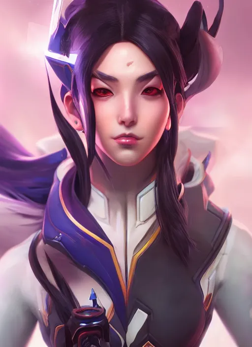 Prompt: character portrait of a fusion of Hanzo from Overwatch and D.Va from Overwatch by ArtGerm and Tom Bagshaw, 4k, highly detailed, cinematic lighting, characters merged