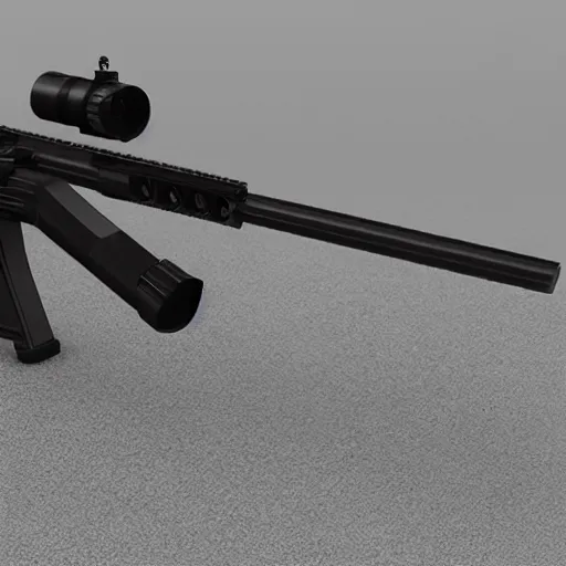 Image similar to a 3 d printed barrett 5 0 cal sniper rifle, hd, hyper realistic, rendered in unreal engine 5 at mex resolution.