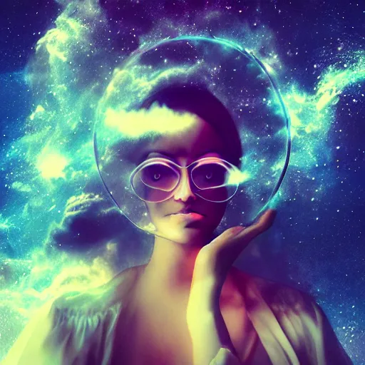 Image similar to galaxy, character, 3 d godess, fractal japanese mask, art by beeple, cloud, volumetric, dreamy, nebula background, portrait, close up, cinematic, super fine detailed, detailing