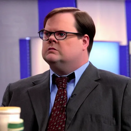 Image similar to dwight schrute pretending to be brian baumgartner