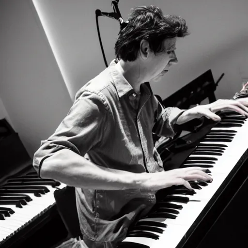 Image similar to John Linnell on keyboard, Los Angeles, 2019.