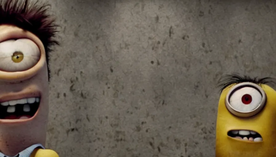 Image similar to fight club!!!!, fight club!!!! (((the minions))), movie still, directed by David fincher