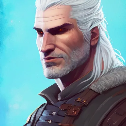 Image similar to a portrait of geralt of rivia, art by lois van baarle and loish and ross tran and rossdraws and sam yang and samdoesarts and artgerm and saruei and disney, digital art, highly detailed, intricate, sharp focus, trending on artstation hq, deviantart, unreal engine 5, 4 k uhd image