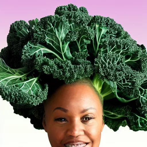 Image similar to lucy kale as a head of kale