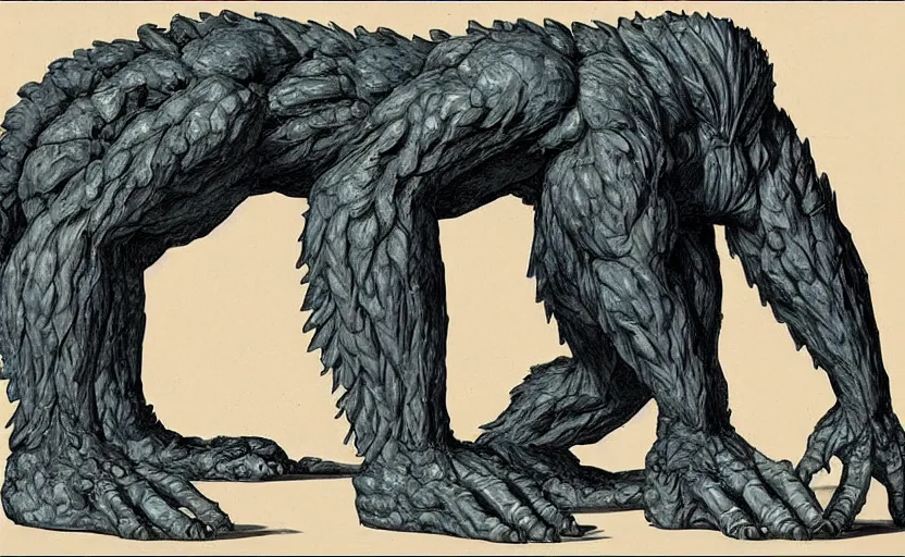 Prompt: scientific illustration of giant monster anatomy, how the legs would support the weight of a monster hundreds of tons heavy