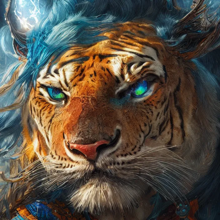 Image similar to the eye of the liger, d & d style, trending on artstation, intricate, highly detailed, vivid painting, colorful, art by greg rutkowski