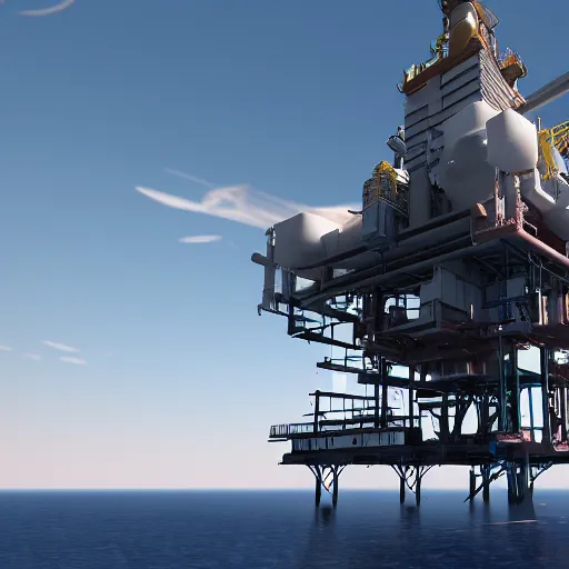 Image similar to oil platform, huge explosion with, vray, pathtracing