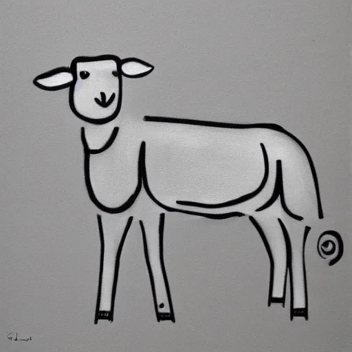 Prompt: one-line qrafic art sheep gray scale