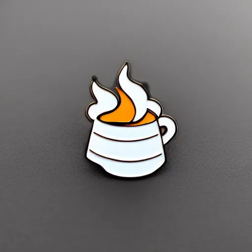 Image similar to minimalistic enamel pin of a cup on fire flame, retro design