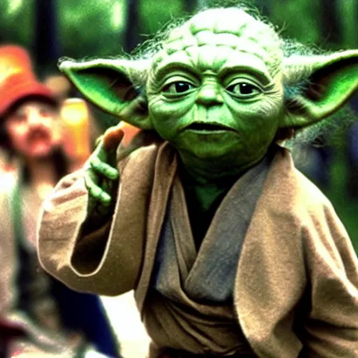 Image similar to yoda performing at woodstock