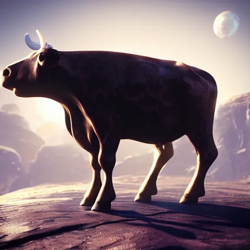 Prompt: space ranger cow, concept art, cgsociety, octane render, trending on artstation, artstationHD, artstationHQ, unreal engine, 4k, 8k