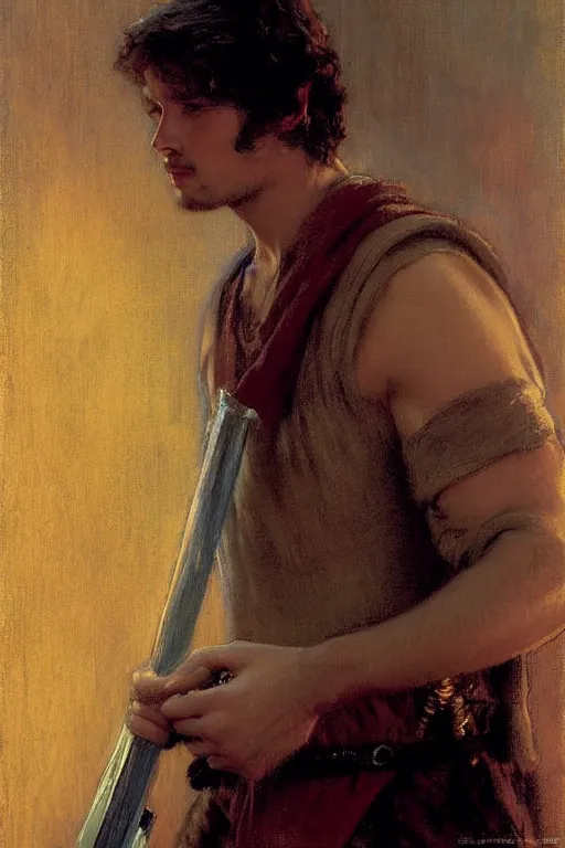 Prompt: attractive male, game of thrones, star wars, the lord of the rings, painting by, gaston bussiere, craig mullins, j. c. leyendecker, edgar degas