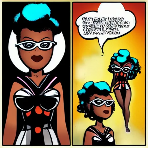 Image similar to nerdy black girl comic book style,