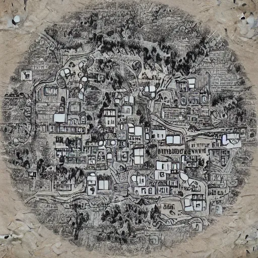 Prompt: “ hand drawn map of a fantasy town on papyrus, traditional art, realistic, ultra detailed, gerard mercator, 4 k uhd, unreal engine 5, photoshop ”