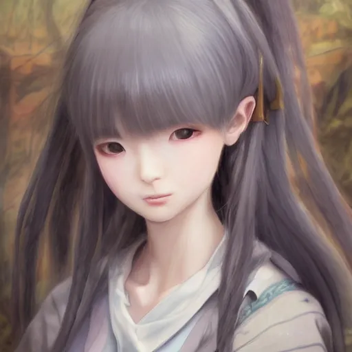 Image similar to dynamic composition, motion, ultra-detailed, amazing details, colorful and grayish palette, HD semirealistic anime CG concept art digital painting, watercolor oil painting of a Japanese schoolgirl, by a Chinese artist at ArtStation, by Huang Guangjian, Fenghua Zhong, Ruan Jia, Xin Jin and Wei Chang. Realistic artwork of a Chinese videogame, gradients, gentle an harmonic grayish colors.