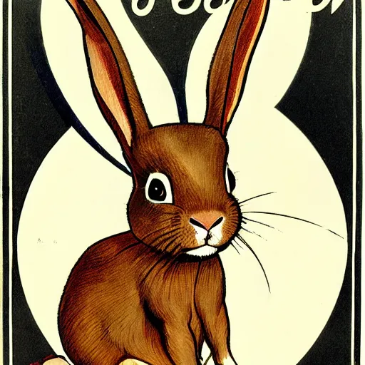 Prompt: a rabbit, propaganda poster, 1 9 1 0 s