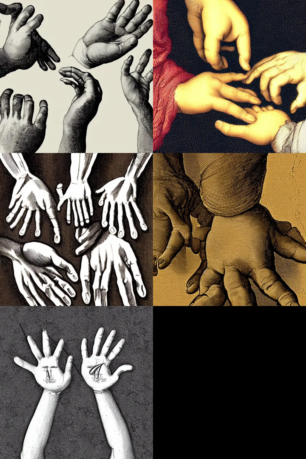 Prompt: an illustration of hands with text and chars, in style of Leonardo da Vinci