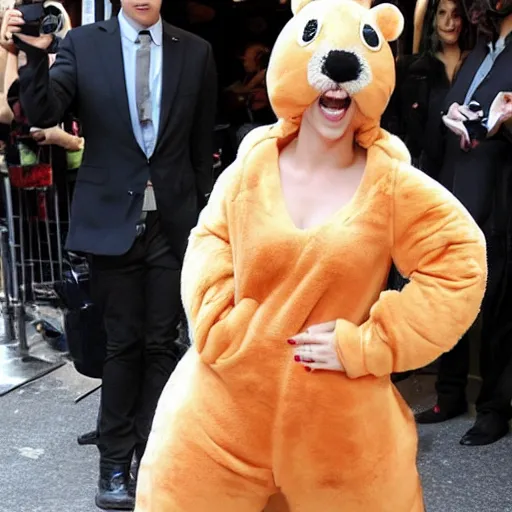 Image similar to scarlett johansson wearing a hamster costume