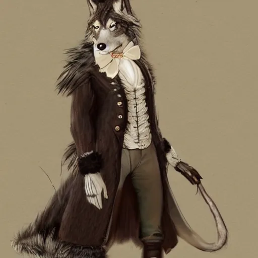 Image similar to An Anthropomorphic Wolf dressed in male victorian era clothing, artstation, award winning masterpiece, ultra detailed, furry art