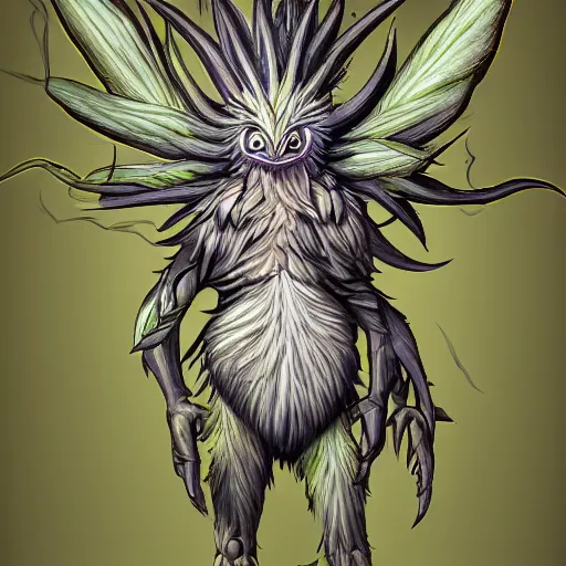 Prompt: A humanoid thistle monster, highly detailed, digital art, sharp focus, trending on art station, plant, anime art style